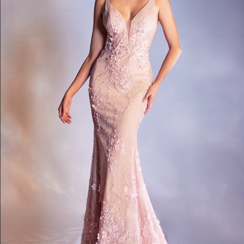 Pink floral layered mermaid prom/formal gown